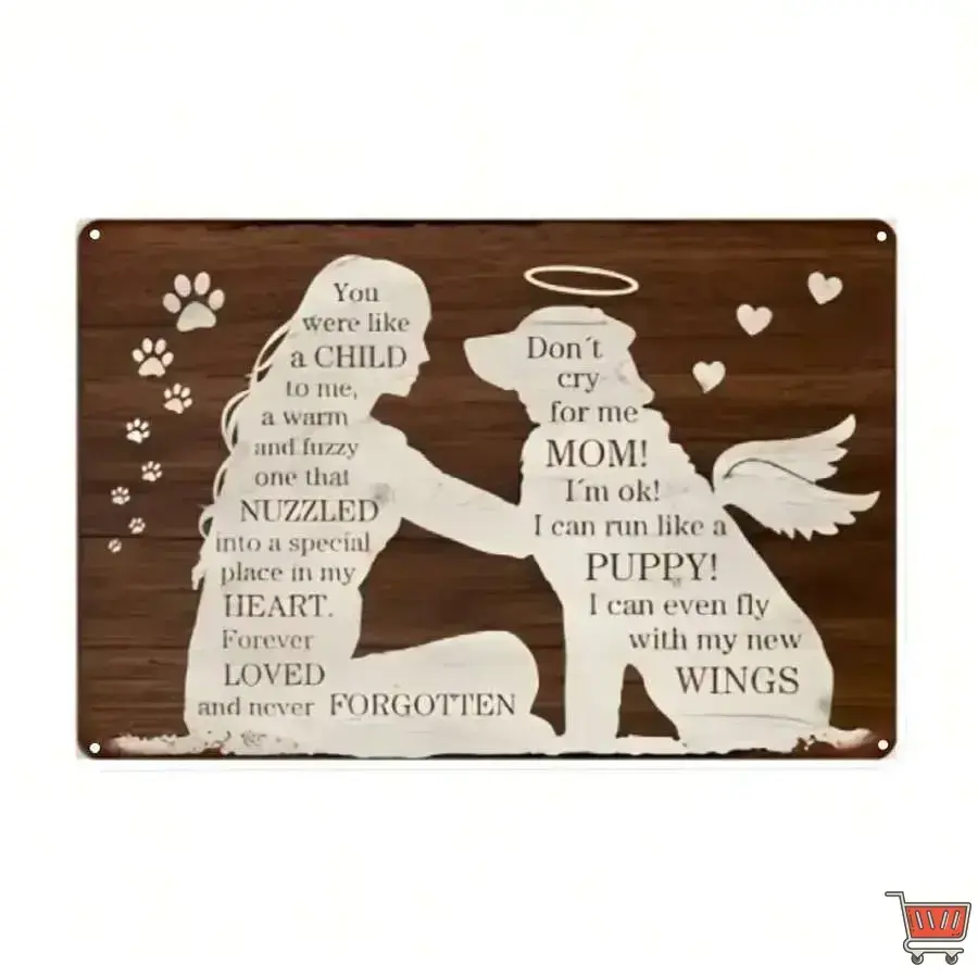Customizable Engraved Pet Memorial Tin Sign - Personalized 8x12 in Metal Plaque, Dog Loss Sympathy Gift, Home Decor Wall Hanging Decoration, Wall Decor