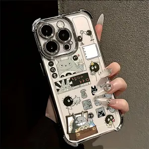 Adorable Totoro-Themed Phone Case Compatible with For iPhone 17 16 15 14 13 12 11   - The Fashionable Design Phone Case Best New Year Gift For Fans!s. It Features a Transparent, Soft Back Cover Designed to Prevent Falls.