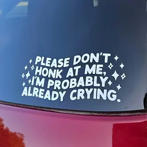 1PC For Car Windows/Goofy Cute Enthusiast Notebooks Cute Warning Signage Element Decor Make each use full of cute goofy vibe, Sparkle slogan shape + simple white text + cute sparkle decor details fixed on items