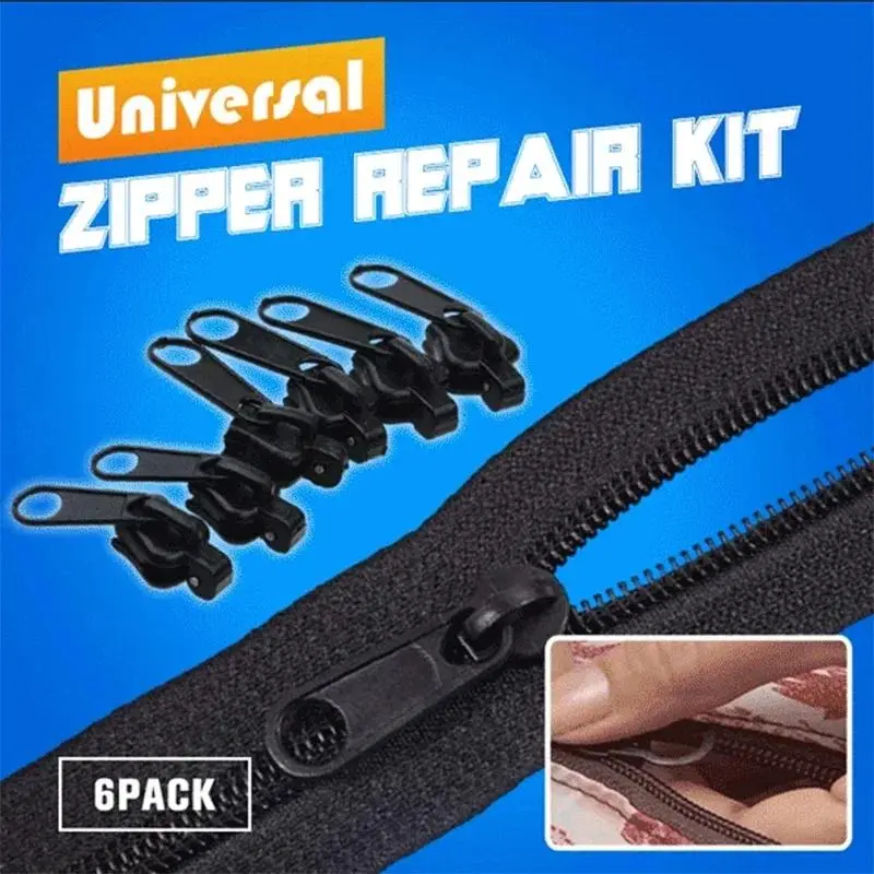 6 pieces/set of black or brown Instant Zipper universal Instant Fix Sealed Zipper repair kit replacement Zip Slider new sewing zipper
