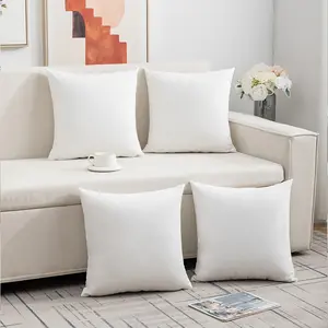 4pcs Plain White Throw Pillow Covers, 18x18 Inch, Zippered Seasonal Decor for Living Room, Patio, Sofa - Fall Harvest Decorative Cushion Covers, Outdoor Pillow Covers | Zippered Pillow Covers, Home Decor