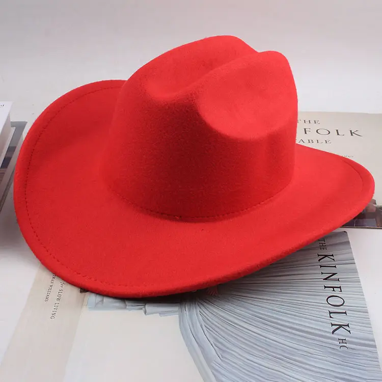 Felt with a straight curved edge   red