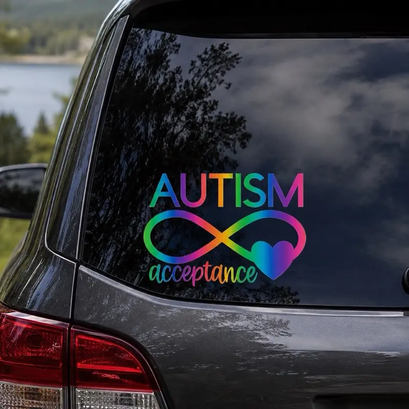 Rainbow Autism Infinity Waterproof Vinyl Car Sticker - Crisp, Clean Cut Lines Automotive Exterior Accessory, Decals for Truck, Laptops & Notebooks, Water Bottles & Coolers, Multiple Sizes, Various Colors (Autism Awareness & Acceptance)