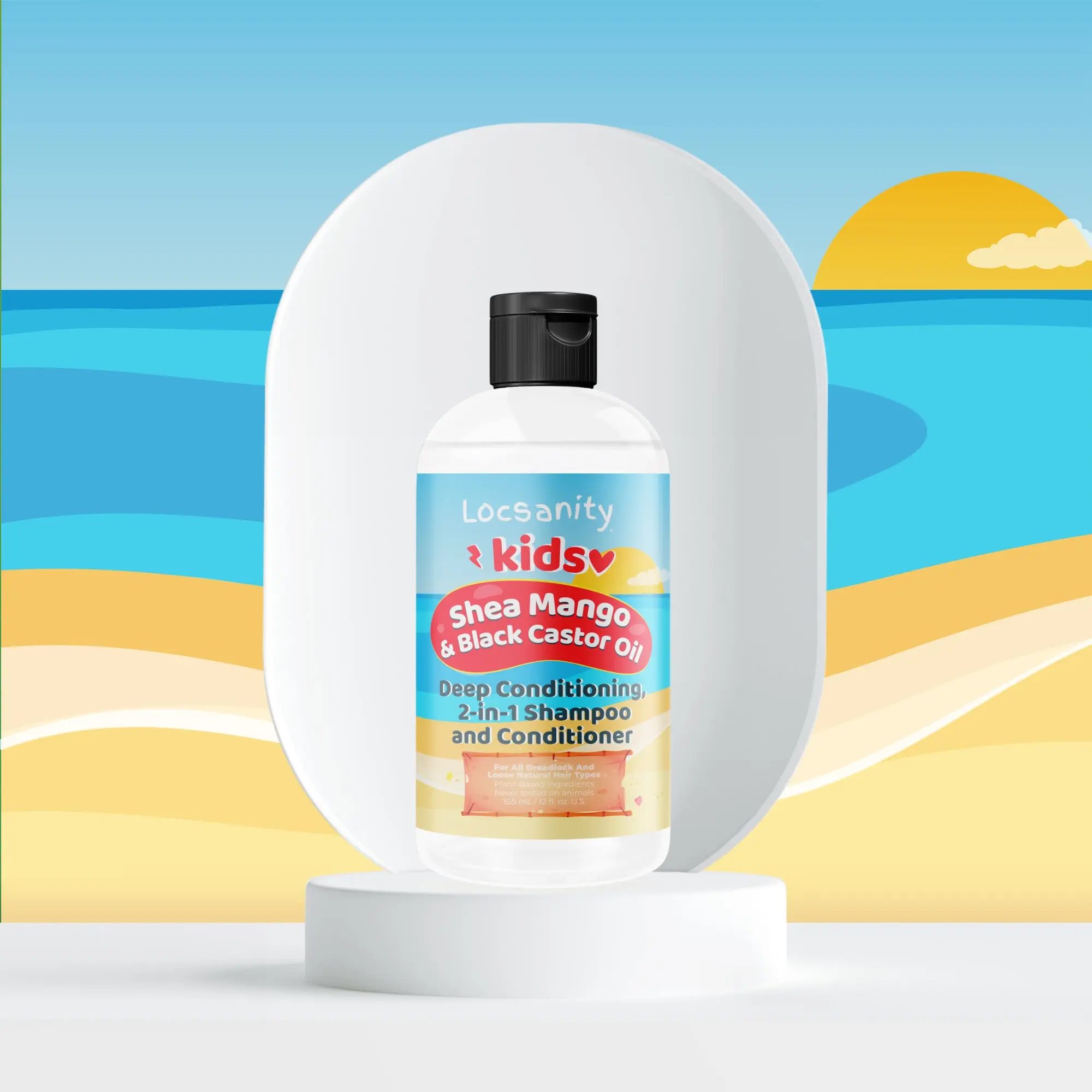 Locsanity Kids 2-in-1 Shampoo & Conditioner with Shea Mango & Black Castor Oil - Gentle, Hydrating, Tear-Free Daily Cleanser for Curly Hair, Loose Natural Hair, Baby Locs Management, Effective for Whole Family
