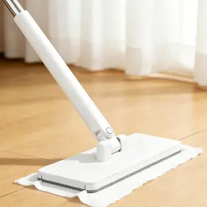 Mini Mop for Disposable Face Towel, Zero-Touch Attach & Remove, Extendable Lazy Mop for Bathroom, Mirror, Wood Floor, Reusable Mop Works with Tiny Cloth (48")