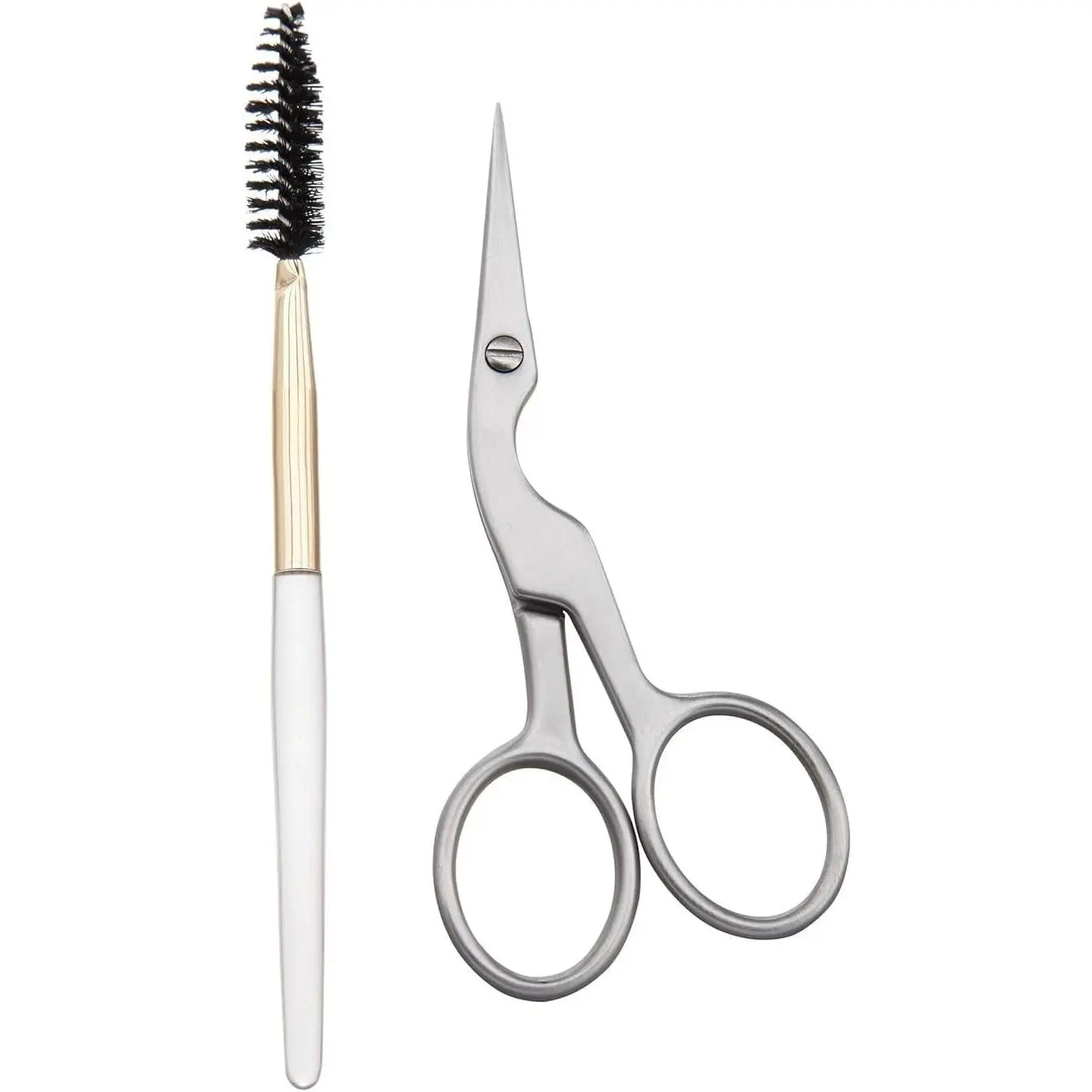 Brow Shaping Scissors and Brush - Stainless Steel Eyebrow Trimming Scissors for Women and Men (Silver)