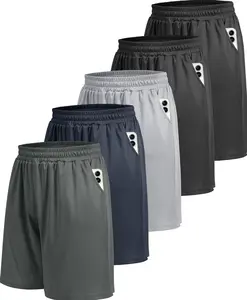 Men's Athletic Gym Shorts, 5-Pack Quick-Dry Sports Shorts with Pockets for Workout