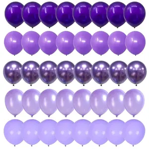 Purple Balloons, 60 Packs 12 Inch Metallic Chrome Purple Pearl Macaron Light Lavender Different Shades Balloons For Girl Birthday, Wedding, Anniversary, Baby Shower, Princess Decoration