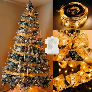 2024 Christmas Ornaments lights,Christmas lights ceiling Ribbon Butterfly Party Decoration light,Outdoor fairy lights Christmas tree decorative light
