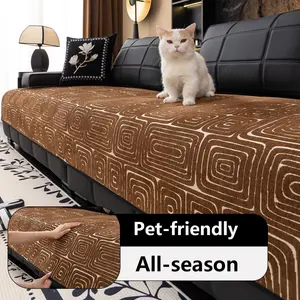 High-End Luxury Round Grid Sofa Cover, Non-Slip, Reusable, Fits 1-4 People, Pet-Friendly, Removable Cushion Covers