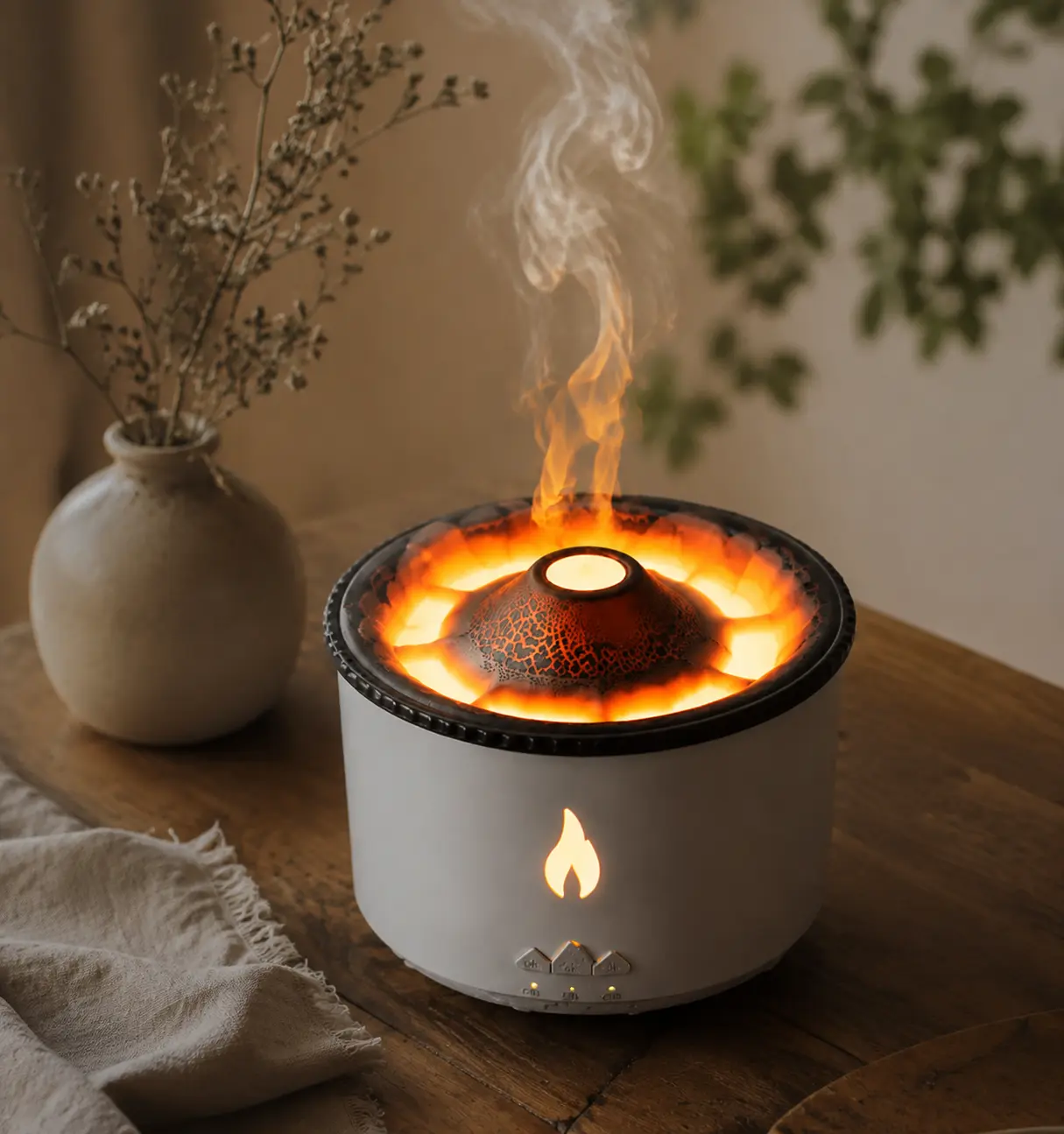 Volcano Glow Aroma Diffuser – Ultrasonic Mist Humidifier with Ambient Flame Light, Christmas Gift