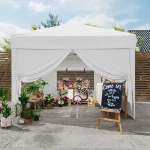 10x10 Pop Up Canopy Tent with 4 Removable Sidewalls, Heavy Duty Commercial Vendor Tent with Sandbags & Carry Bag, UV Sun Shade Shelter for Parties, Marketi