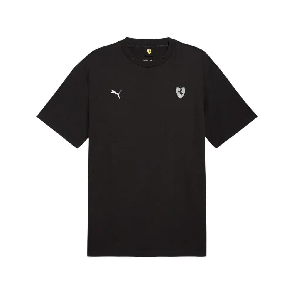 PUMA Mens Scuderia Ferrari Race Neon Energy Graphic Crew Neck Short Sleeve Casual Tops Casual - Black