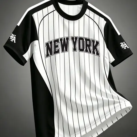Men's Retro Striped Colorblock Baseball T-Shirt, Summer Fashion Street Style Round Neck Short Sleeve T-Shirt, Daily Casual Sport Wear, Athletic Apparel