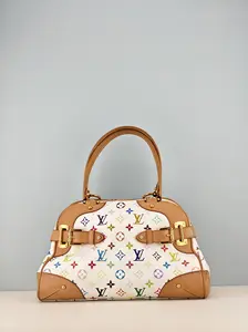 Pre-owned White Monogram Multicolore canvas and natural cowhide trim Shoulder Bags Louis Vuitton Monogram Multicolore Claudia Bag Blanc