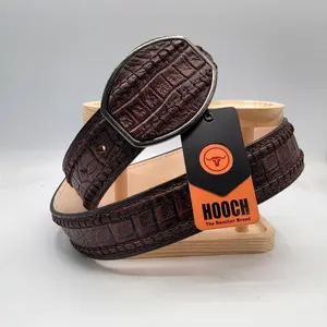 Men’s 2” Caiman Belly Print Western Leather Belt Chocolate – Exotic Cowboy Style HC-120