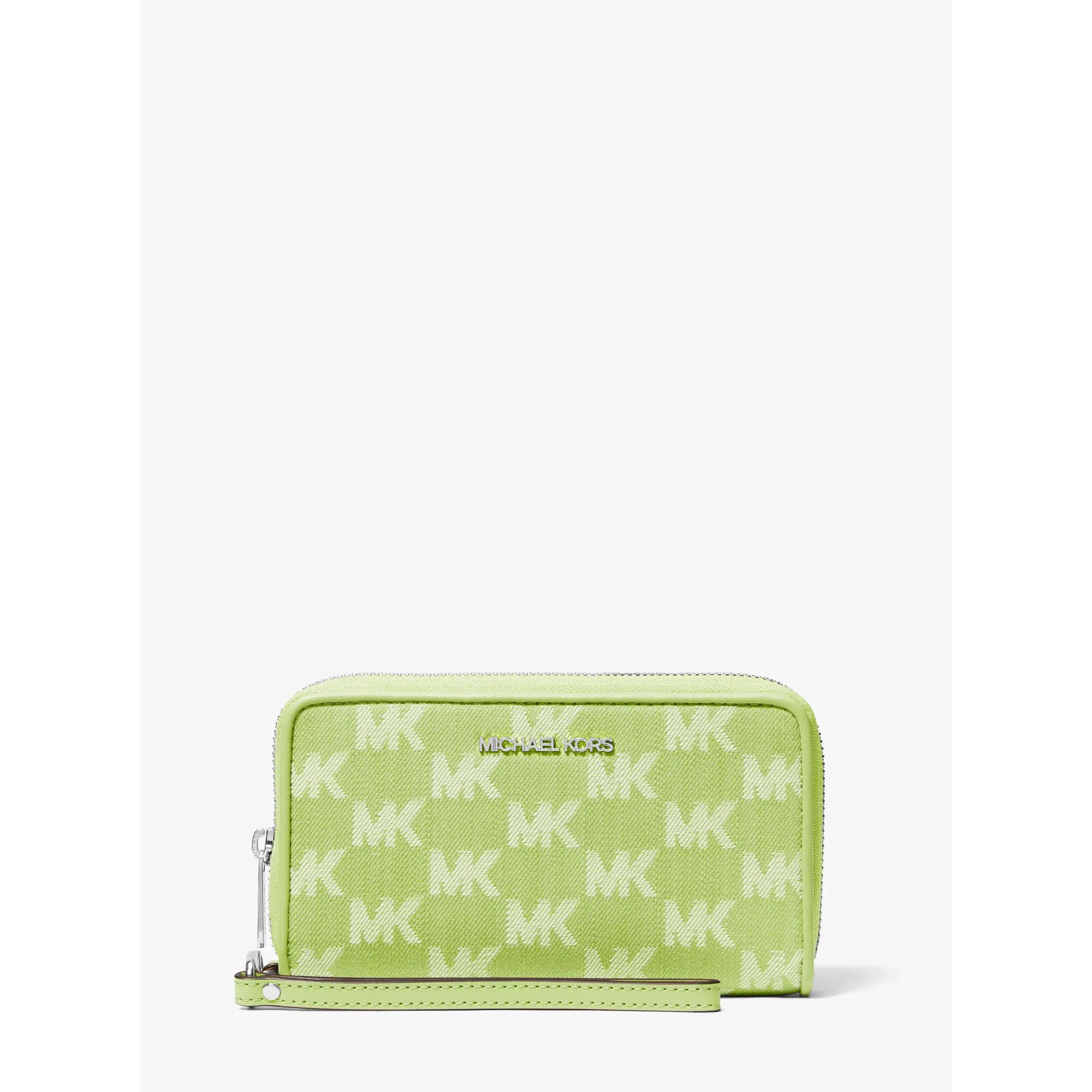 Jet Set Travel Large Logo Jacquard Denim Smartphone Wristlet