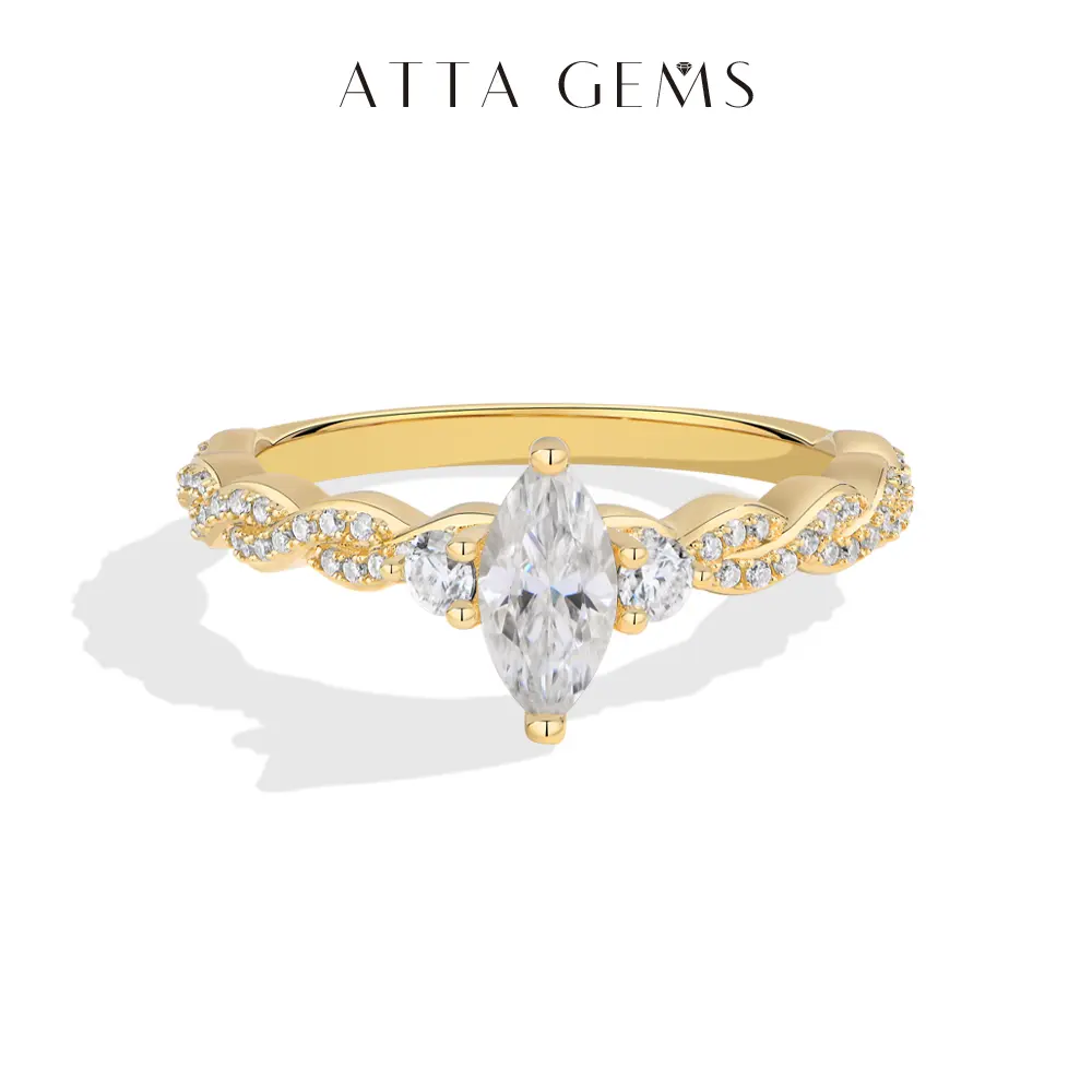 ATTAGEMS 0.5CT Marquise Shape D Color Lab-Grown Moissanite Ring for Women 925 Sterling Silver Ring Daily Wear Elegant Engagement Ring Fine Jewelry R384, Elegant Everyday Ring summerwins,summerwins