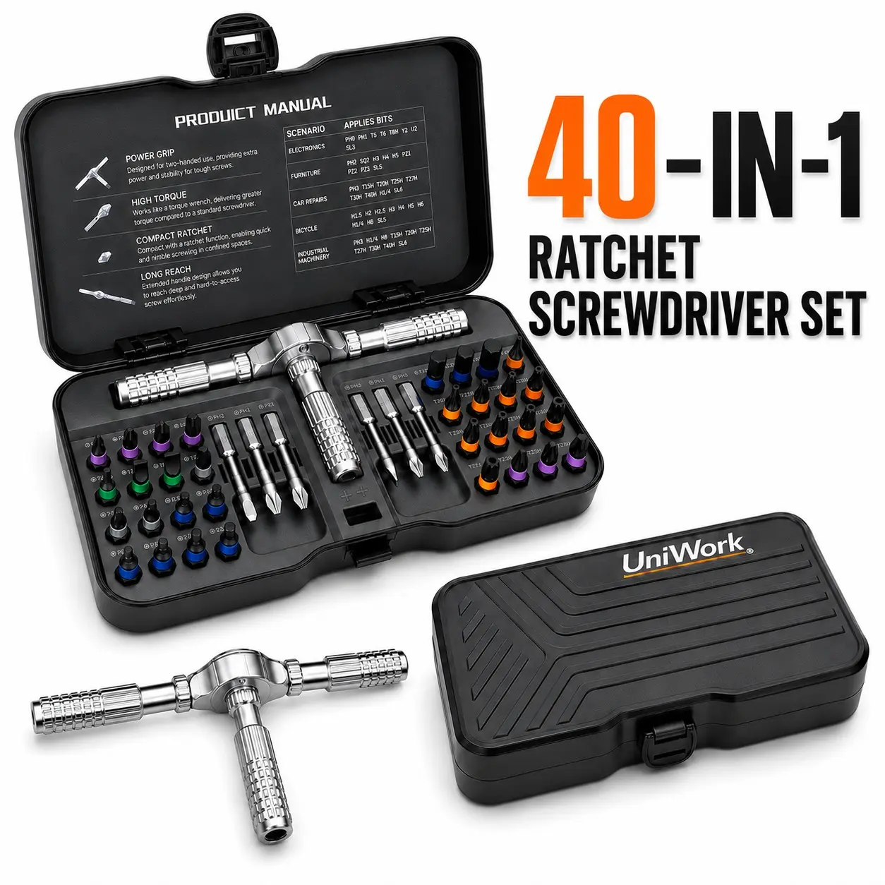40-in-1 Multifunctional Ratchet Screwdriver Set, Switchable Shape Magnetic Screw Retainer, Miniature Tools Kit, 1 Set Covers Many Jobs Hardware Tool, Multifunctional Screwdriver, Miniature Tools Screwdriver Sets