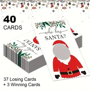 40pcs Festive Christmas Party Game Set, Scratch-Off Cards with Santa Photo Reveal, 37 Lost Cards & 3 Winner Tickets, Holiday Celebrations