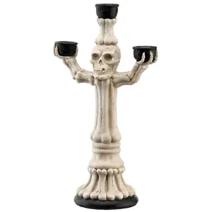 12 in. Halloween Skeleton Candelabra Holds Three Candles