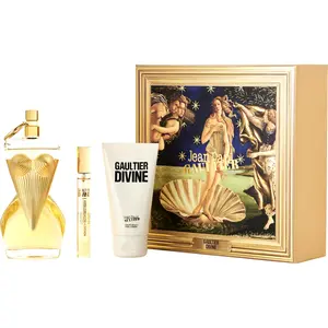 Jean Paul Gaultier Divine Set-Eau De Parfum Refillable Spray 3.4 Oz & Body Lotion 2.5 Oz & Eau De Parfum Spray 0.34 Oz Mini For Women