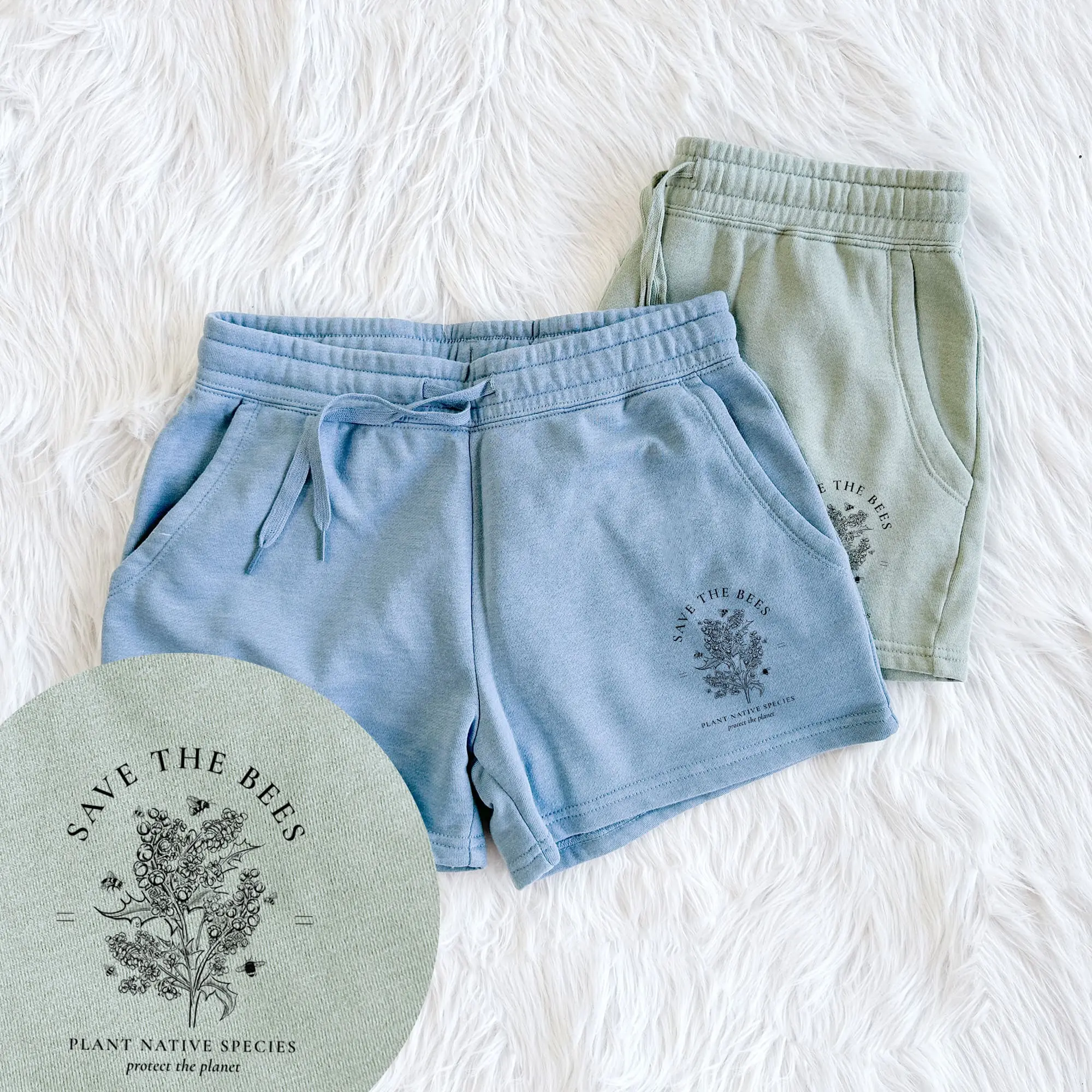 Save the Bees - Plant Native Species - Women's Cali Wave Shorts