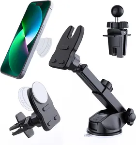 Socket Car Mount for Dashboard Air Vent Windshield,Car Phone Holder for Socket Grip with  Mounts, in  Stable Air Vent Clip Powerful Suction Cup Phone Holder Fit for All Car