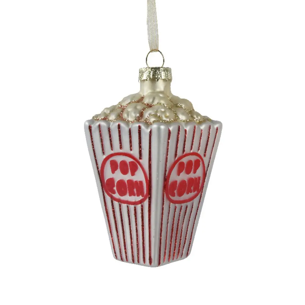 Glass Popcorn Bucket Ornament