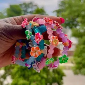 Hawaiian Tropical Plumeria Flower Beaded Bracelets