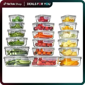 【Mid Year Sale】Vtopmart 18 Pack Glass Food Storage Containers with Airtight Lids, BPA Free, Reusable for Meal Prep, Lunch, Salads, Soups, Freshness Kitchen Rectangle Square Silicone,summerwins,deals for you