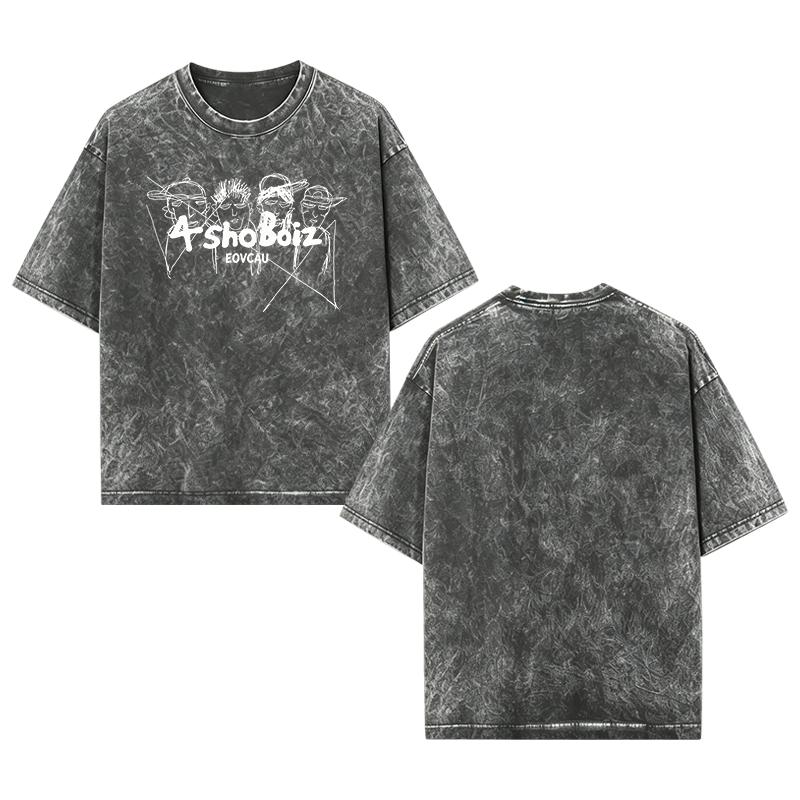 [EOVCAU][Sale Up To 60%]Lngshot Kpop Boy Group Shirt, Gen 5 Kpop shirt, Kpop Inspired T-Shirt, Gift for Women Men，4shoBoiz Vintage Acid Wash Oversized Tee - Streetwear Hip-Hop Sketch Graphic T-Shirt，Y2K Aesthetic Rap Group Graphic Tee #HipHopStreetwear