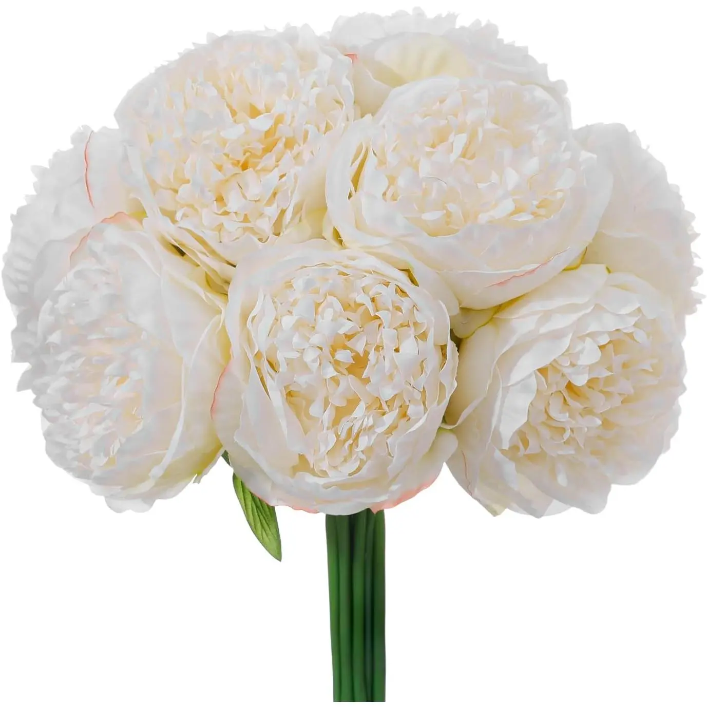 10PCS Off White Realistic Artificial Flowers Peony Fake Silk for Home Office Wedding Table Centerpieces Party Festival Bar Decoration Indoor