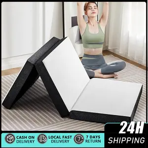 Tri-Fold Memory Foam Mattress, 4 inch Single Folding Mattress with Collapsible and Washable Cover, Travel and Guest Mat, 75"×25"×4"Cooling Mattress Pad for College Dorm, Single Bed, Camping, and Guest Bed