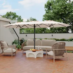 15ft Double-Sided Patio Umbrella for Backyard, Poolside, Deck, and Large Outdoor Dining Areas