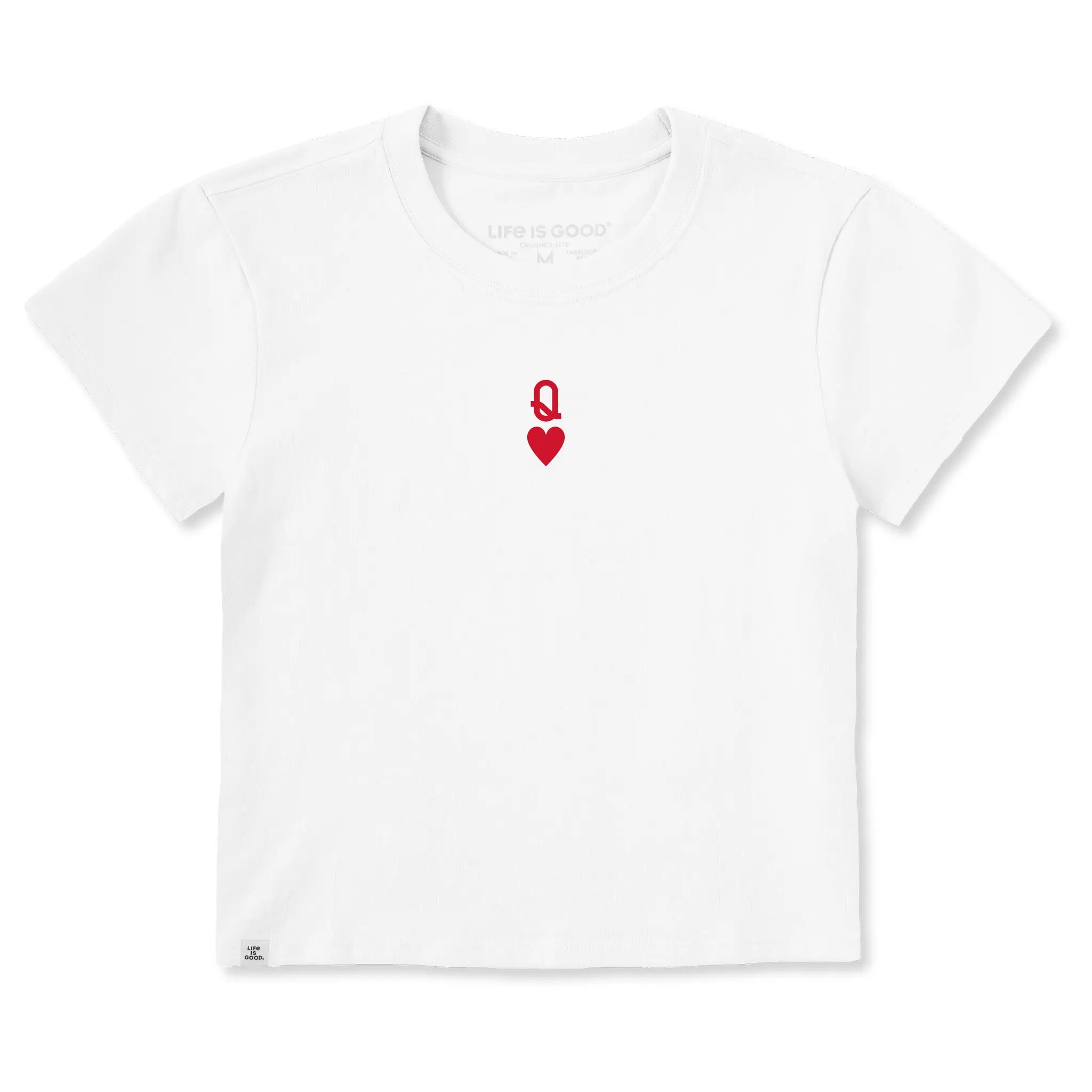 Women's Casual Graphic Tops, Queen of Hearts Shrunken Cotton T-Shirt, Relaxed Fit Lightweight Shortsleeve Tee for All Seasons, Breathable, Machine Wash
