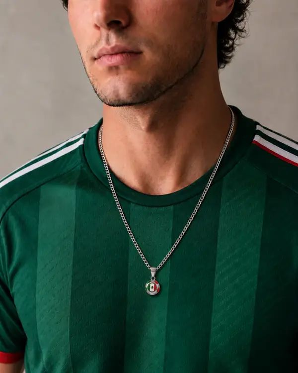 Mexico Soccer Necklace - Stainless Steel Soccer Ball Pendant, Soccer Fan Gift