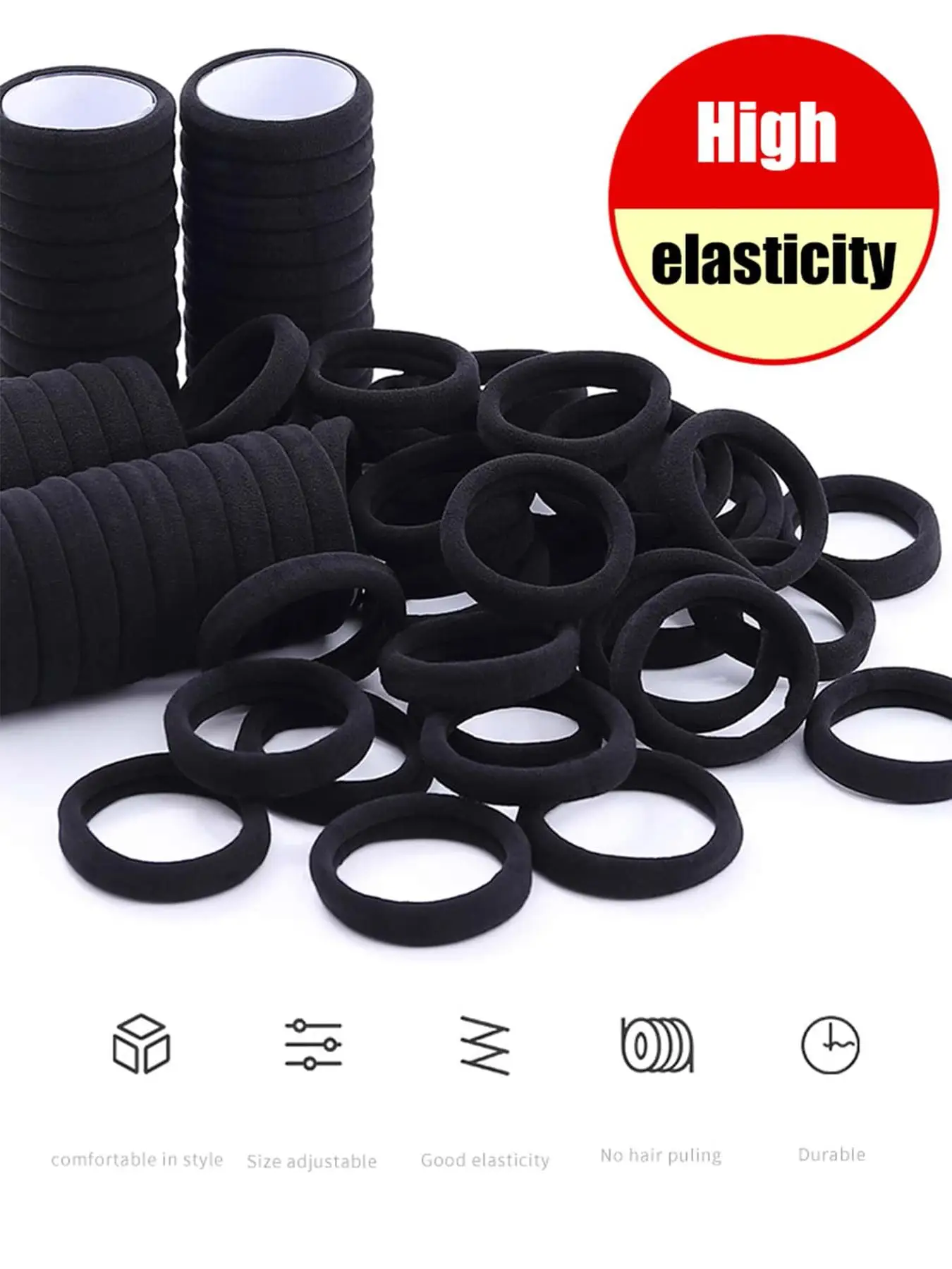 2024 Summer Simple Plain Color Elastic Hair Tie, Casual Daily Hair Accessories for Women, Minimalist Ponytail Holder