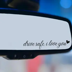 Rearview Mirror Sticker Decals, Girly Car Accessories for Women, Upgrade Your Style with Cute and Trendy Automotive Exterior Decals (Drive Safe, 3*Black)