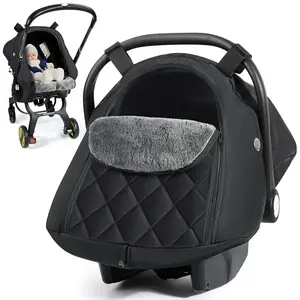 Car Seat Cover Baby - Waterproof Carseat Cover for Doona Car Seat and Stroller, Breathable Winter Infant Carseat Canopy with Zipper Access, Rain and Wind Proof, Winter Baby Essentials, Black