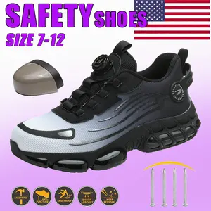 Wide Width Men's Breathable Mesh Work Sneakers Steel Toe Anti Slip Comfort Fit All Seasons Boy Footwear Shoe Closed