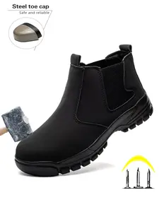 Work Boots Slip on Steel Toe Shoes for Men Indestructible Steel Toe Boots Warehouse Industry Men's Working Shoes Water resistant Anti-smash Anti-Punctur Safety Footwear for Construction Outdoor Work & Safety Footwear