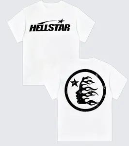 TLXT Cotton Hell Star Pattern Double Sided Printed T-Shirt, High Quality Crew Neck Casual Short Sleeve Top for Spring & Summer