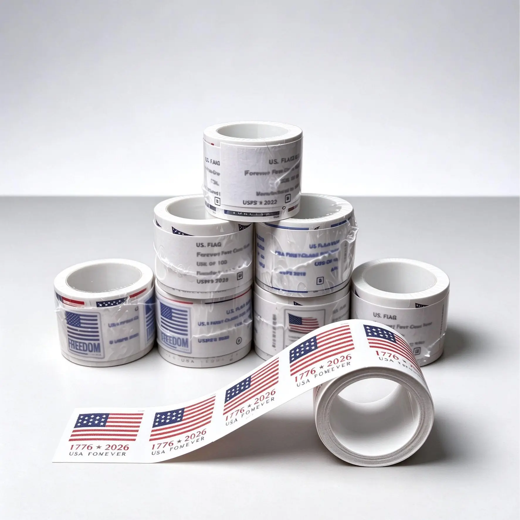 Forever Flag Sticker 23-26 100 Pcs, Roll Patriotic US Flag Self-Adhesive Labels for 4th of July Independence Day Party Decor, Envelopes Scrapbook Gift