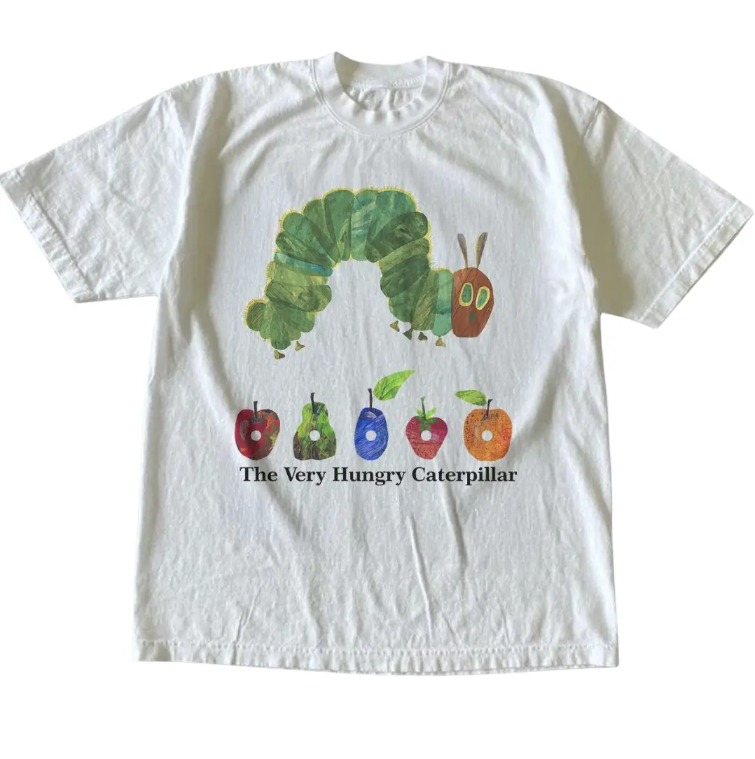 Gildan Men's Women's T-shirt, The Very Hungry Caterpillar Tshirt, Animal Vintage Graphic Tees, Funny Nostalgic Tee For Adults, Adult Humor Book Shirt, Cute Aesthetic, Menswear Womenswear Top Y2k Streetwear Crewneck Fit Minimalist