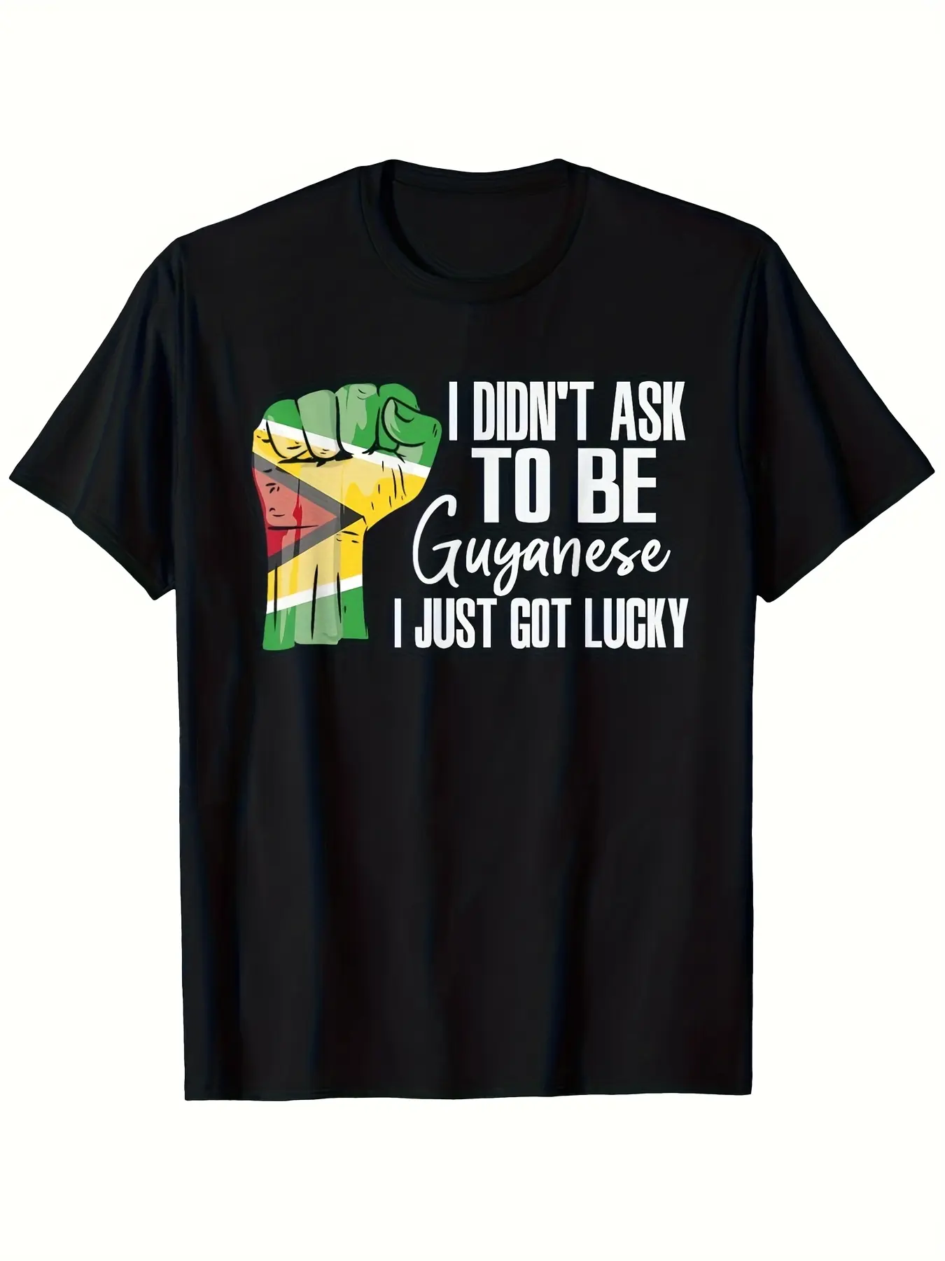 Men'S Black T-Shirt Featuring Guyana'S National Fl unisex soft cotton short sleeve t shirt, vintage graphic casual tee for men women teens, perfect birthday holiday gift for camping travel gym daily street  wear