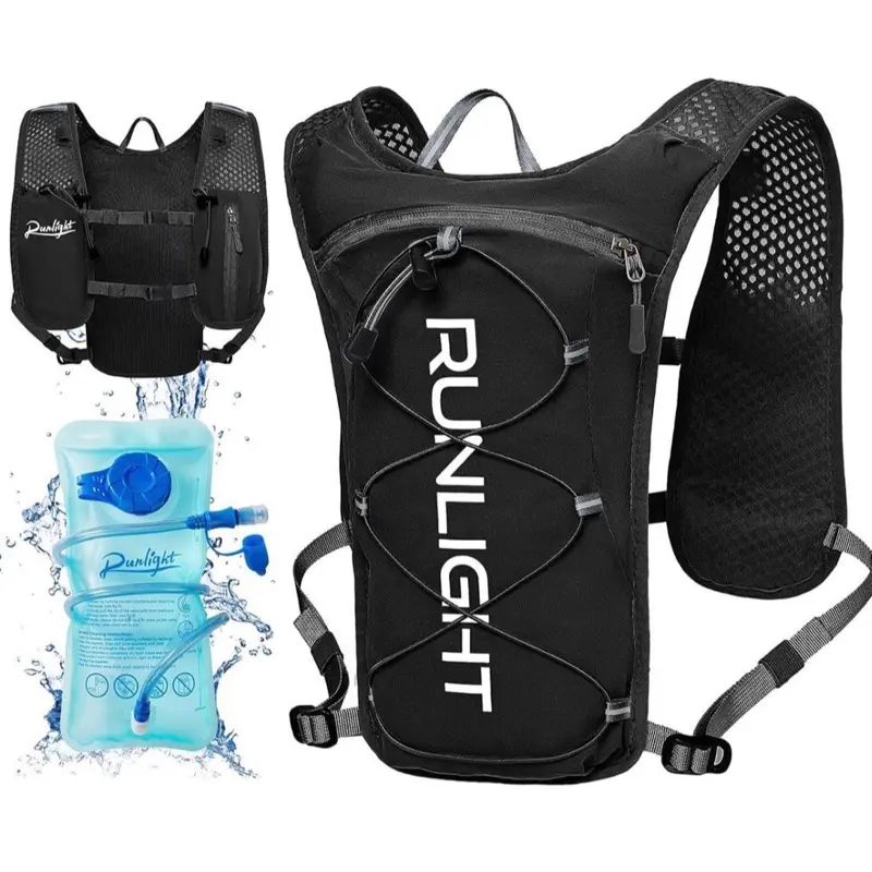 Unisex Sport Hydration Backpack with 1.5L Watter Bladder Bag, Lightweight Zipper Running Vest Backpack, Sports Backpack for Hiking, Trail, Skiing, Camping, Cycling, Race, Marathon