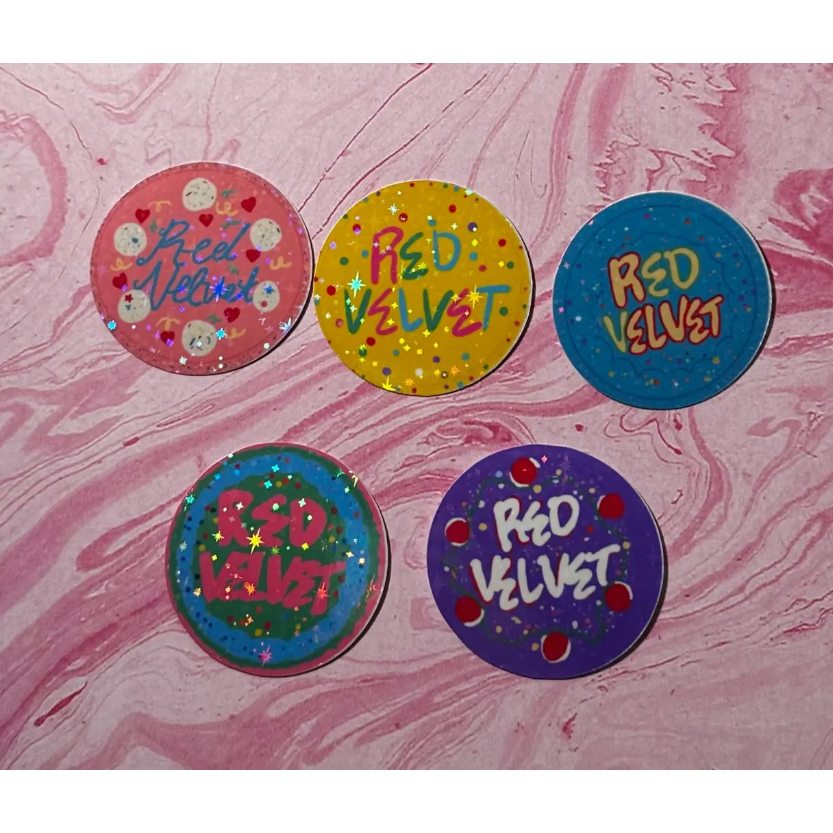 Red Velvet Birthday Cakes Holographic Stickers
