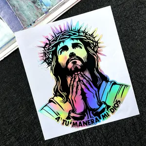 Christian God Laser Rainbow Motorcycle Stickers, suitable for motorcycles, electric scooters, cars, windshields, helmets, vinyl decorative stickers and accessories, motorcycle cross stickers, scooter stickers, motorcycle accessories, reflective motorcycle