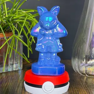 Aura Blue Opalite Lucario-Inspired Crystal Carving with Stand